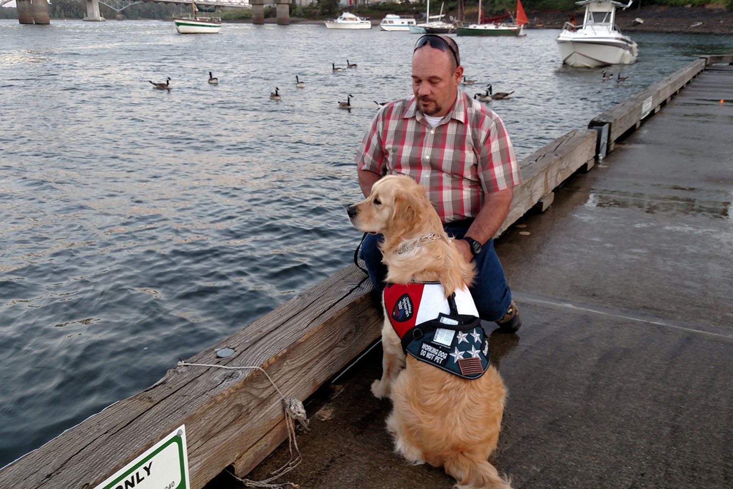 Marine Veteran Vinny and his service dog Gabriel