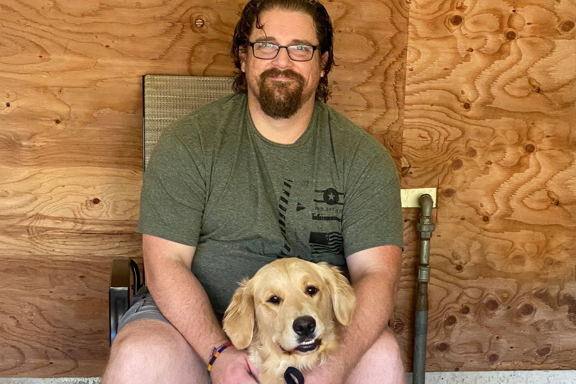 Veteran Ben with his service dog Phoenix